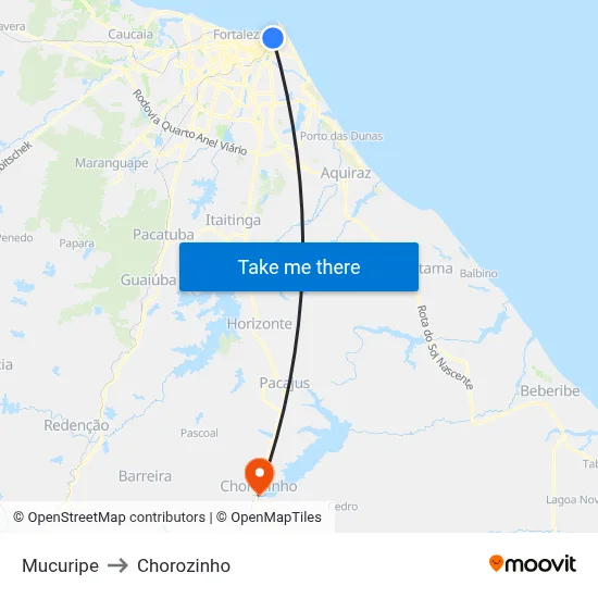 Mucuripe to Chorozinho map