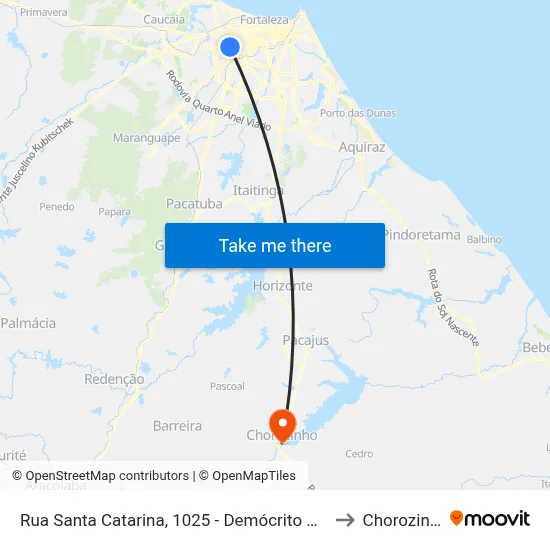Rua Santa Catarina, 1025 - Demócrito Rocha to Chorozinho map