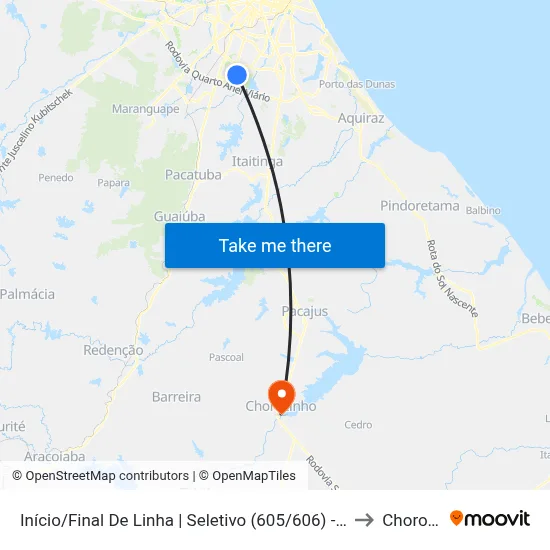 Início/Final De Linha | Seletivo (605/606) - Prefeito José Walter to Chorozinho map