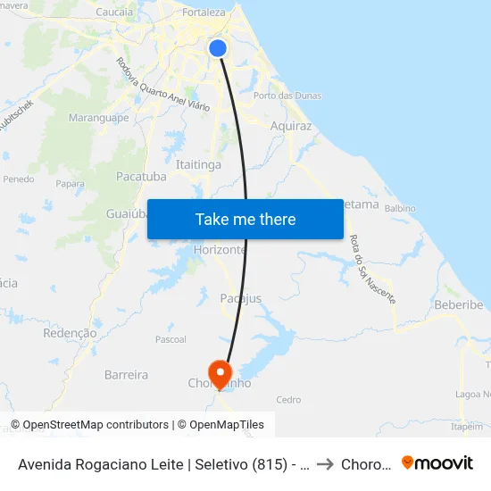 Avenida Rogaciano Leite | Seletivo (815) - Jardim Das Oliveiras to Chorozinho map