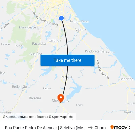 Rua Padre Pedro De Alencar | Seletivo (Metropolitano) - Messejana to Chorozinho map