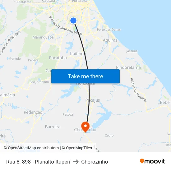 Rua 8, 898 - Planalto Itaperi to Chorozinho map