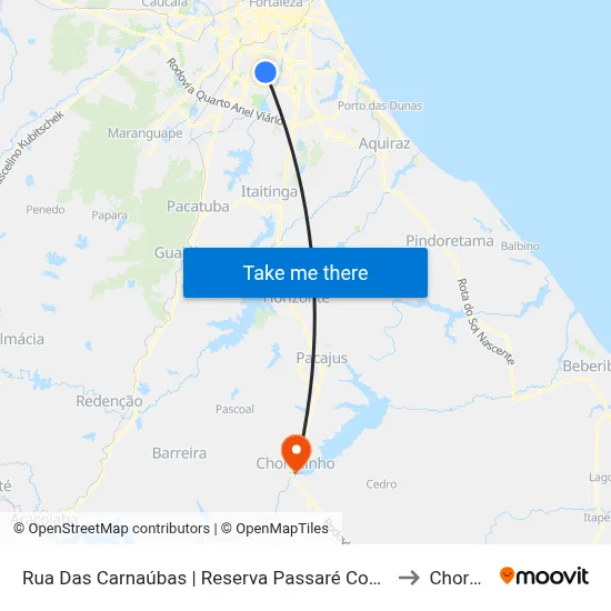 Rua Das Carnaúbas | Reserva Passaré Condomínio Parque - Passaré to Chorozinho map