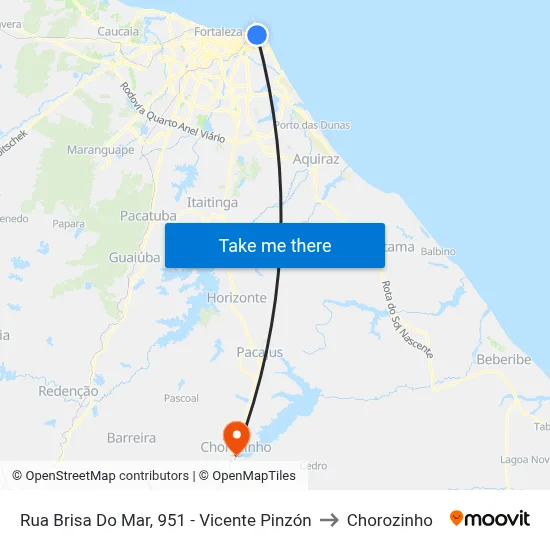 Rua Brisa Do Mar, 951 - Vicente Pinzón to Chorozinho map