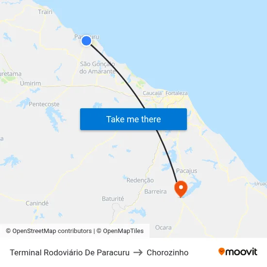 Terminal Rodoviário De Paracuru to Chorozinho map