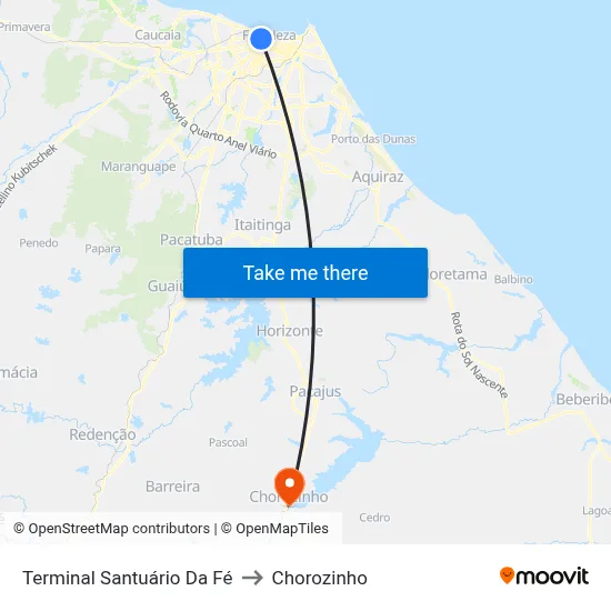 Terminal Santuário Da Fé to Chorozinho map