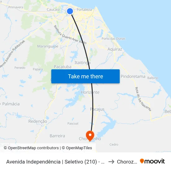 Avenida Independência | Seletivo (210) - Quintino Cunha to Chorozinho map