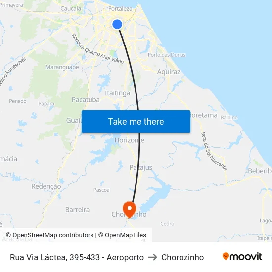 Rua Via Láctea, 395-433 - Aeroporto to Chorozinho map