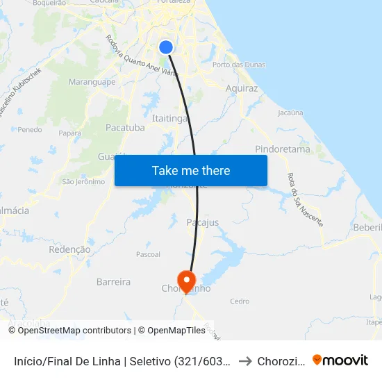 Início/Final De Linha | Seletivo (321/603) - Passaré to Chorozinho map