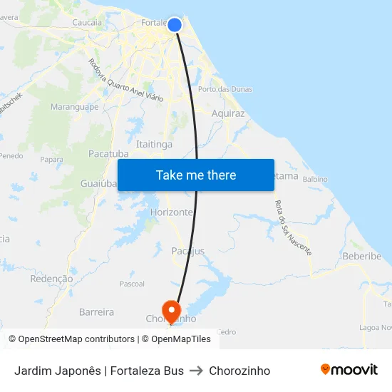 Jardim Japonês | Fortaleza Bus to Chorozinho map