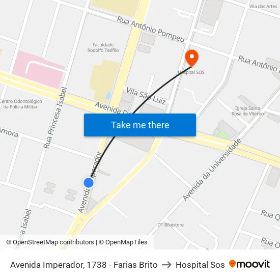 Avenida Imperador, 1738 - Farias Brito to Hospital Sos map