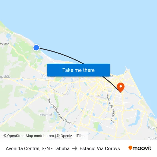 Avenida Central, S/N - Tabuba to Estácio Via Corpvs map