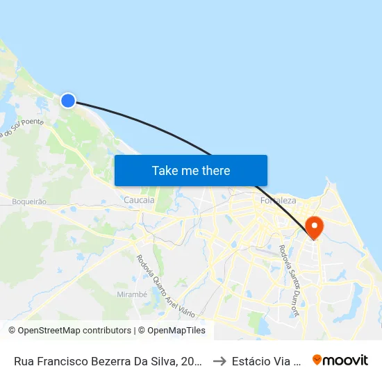 Rua Francisco Bezerra Da Silva, 2065 - Cumbuco to Estácio Via Corpvs map