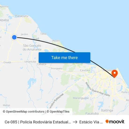 Ce-085 | Polícia Rodoviária Estadual - Quatro Bocas to Estácio Via Corpvs map