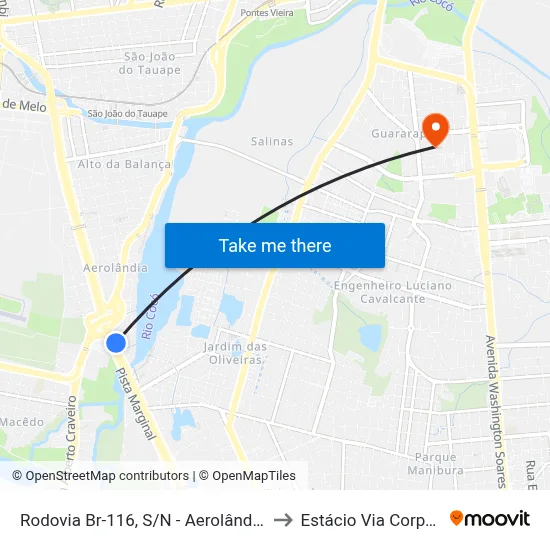 Rodovia Br-116, S/N - Aerolândia to Estácio Via Corpvs map