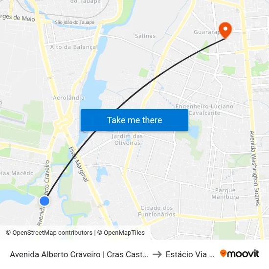 Avenida Alberto Craveiro | Cras Castelão - Boa Vista to Estácio Via Corpvs map