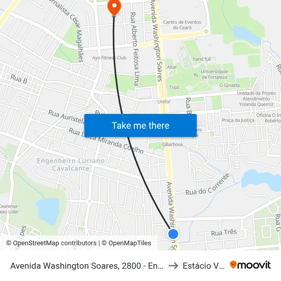 Avenida Washington Soares, 2800 - Engenheiro Luciano Cavalcante to Estácio Via Corpvs map