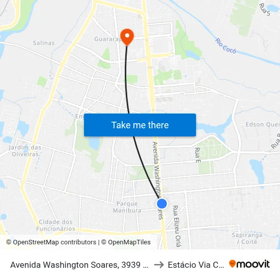 Avenida Washington Soares, 3939 - Sapiranga to Estácio Via Corpvs map