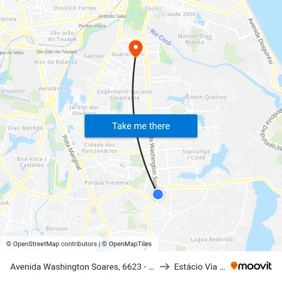 Avenida Washington Soares, 6623 - José De Alencar to Estácio Via Corpvs map