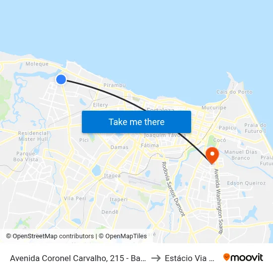 Avenida Coronel Carvalho, 215 - Barra Do Ceará to Estácio Via Corpvs map