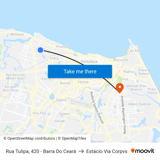 Rua Tulipa, 420 - Barra Do Ceará to Estácio Via Corpvs map