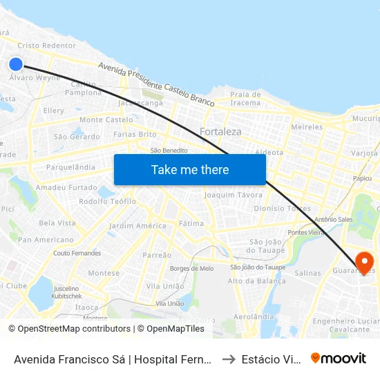 Avenida Francisco Sá | Hospital Fernandes Távora - Floresta to Estácio Via Corpvs map