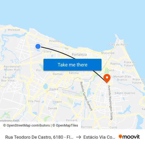 Rua Teodoro De Castro, 6180 - Floresta to Estácio Via Corpvs map