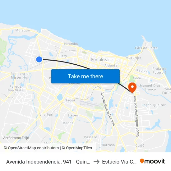 Avenida Independência, 941 - Quintino Cunha to Estácio Via Corpvs map