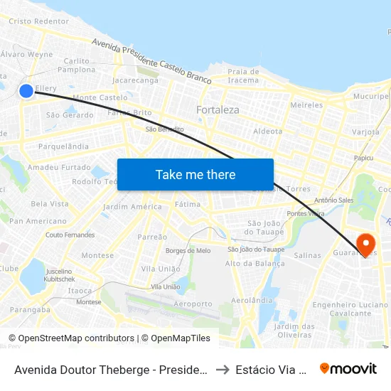 Avenida Doutor Theberge - Presidente Kennedy to Estácio Via Corpvs map