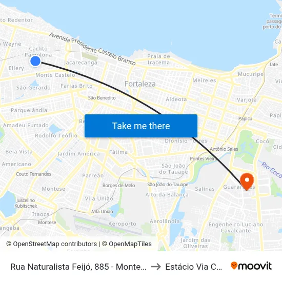 Rua Naturalista Feijó, 885 - Monte Castelo to Estácio Via Corpvs map