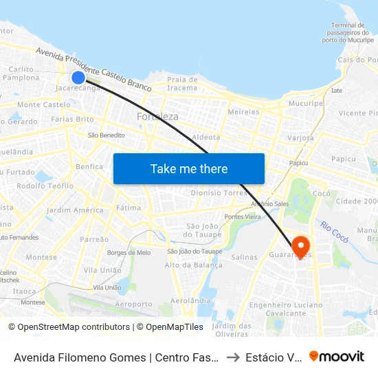 Avenida Filomeno Gomes | Centro Fashion Fortaleza - Jacarecanga to Estácio Via Corpvs map