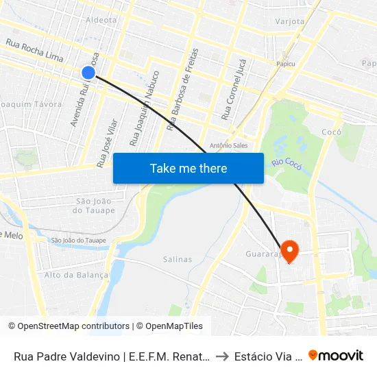 Rua Padre Valdevino | E.E.F.M. Renato Braga - Aldeota to Estácio Via Corpvs map