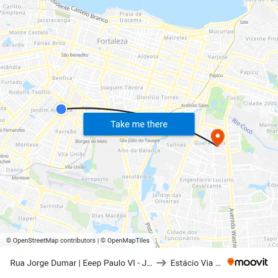 Rua Jorge Dumar | Eeep Paulo VI - Jardim América to Estácio Via Corpvs map