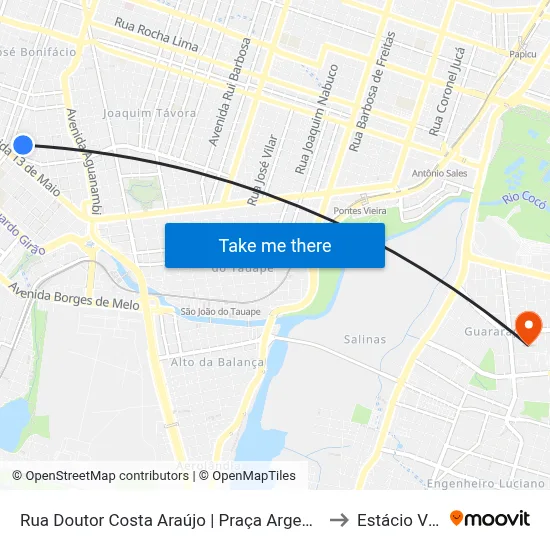 Rua Doutor Costa Araújo | Praça Argentina Castelo Branco - Fátima to Estácio Via Corpvs map