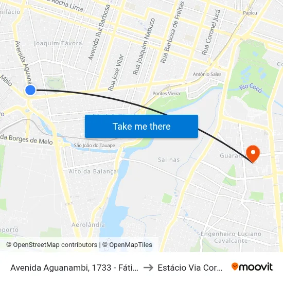Avenida Aguanambi, 1733 - Fátima to Estácio Via Corpvs map