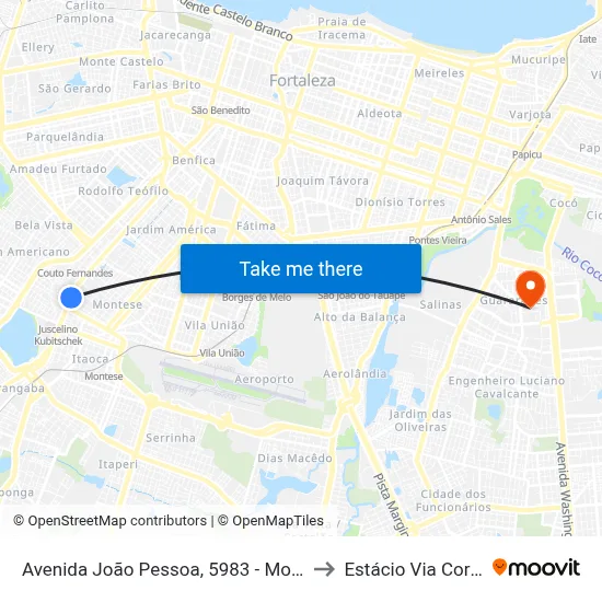 Avenida João Pessoa, 5983 - Montese to Estácio Via Corpvs map
