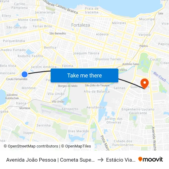 Avenida João Pessoa | Cometa Supermercados - Damas to Estácio Via Corpvs map