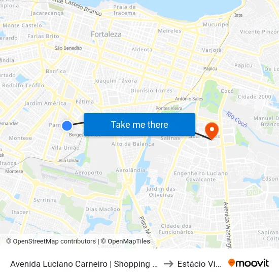 Avenida Luciano Carneiro | Shopping Fortaleza Sul - Parreão to Estácio Via Corpvs map