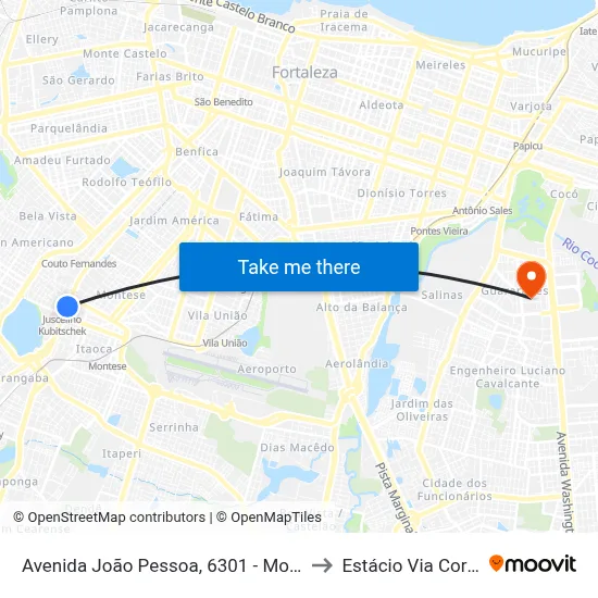 Avenida João Pessoa, 6301 - Montese to Estácio Via Corpvs map