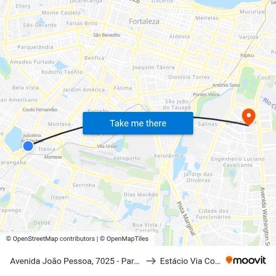 Avenida João Pessoa, 7025 - Parangaba to Estácio Via Corpvs map
