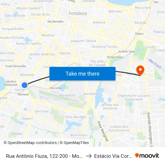 Rua Antônio Fiuza, 122-200 - Montese to Estácio Via Corpvs map