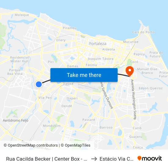 Rua Cacilda Becker | Center Box - João XXIII to Estácio Via Corpvs map