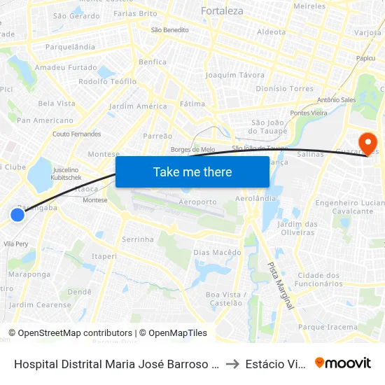 Hospital Distrital Maria José Barroso De Oliveira - Parangaba to Estácio Via Corpvs map