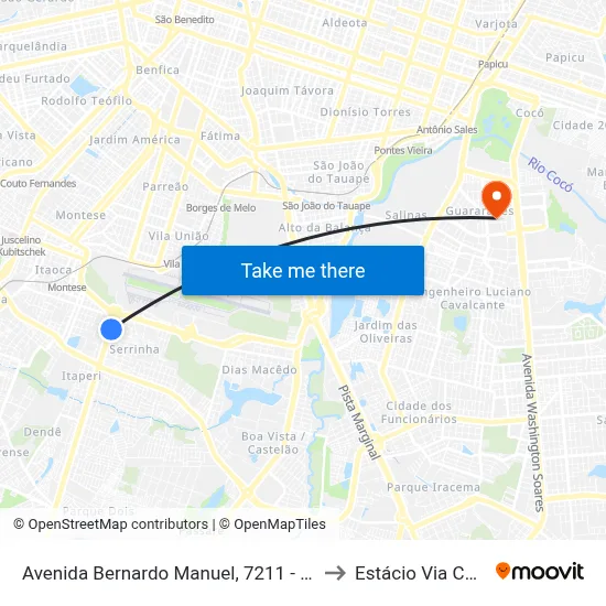 Avenida Bernardo Manuel, 7211 - Serrinha to Estácio Via Corpvs map