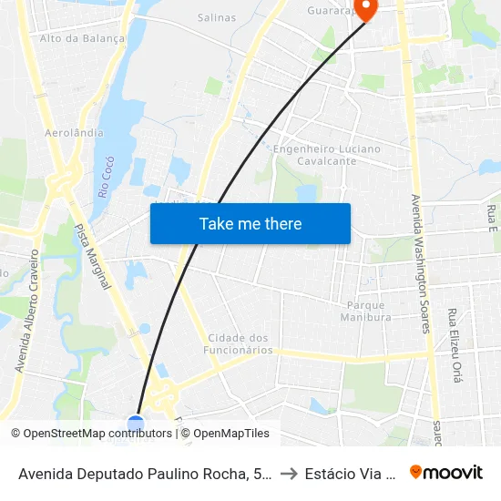 Avenida Deputado Paulino Rocha, 50 - Cajazeiras to Estácio Via Corpvs map