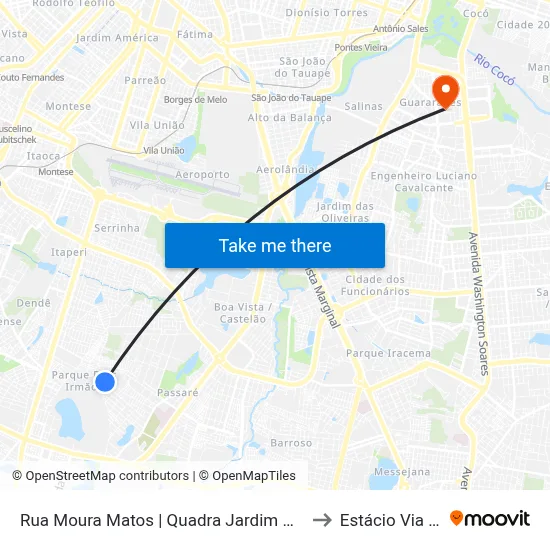 Rua Moura Matos | Quadra Jardim União 2 - Passaré to Estácio Via Corpvs map