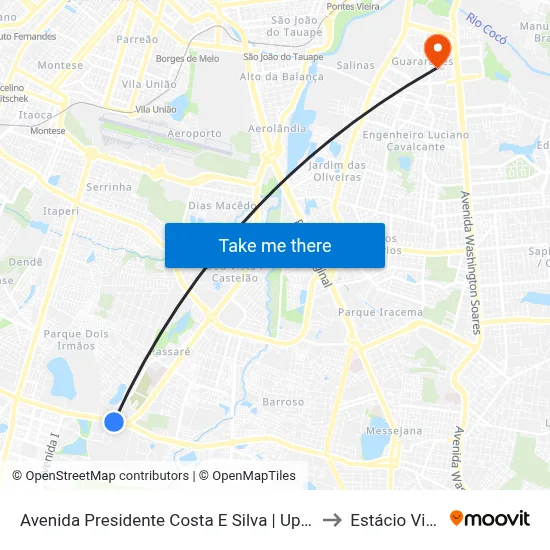 Avenida Presidente Costa E Silva | Upa - Prefeito José Walter to Estácio Via Corpvs map