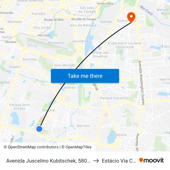 Avenida Juscelino Kubitschek, 5800 - Passaré to Estácio Via Corpvs map