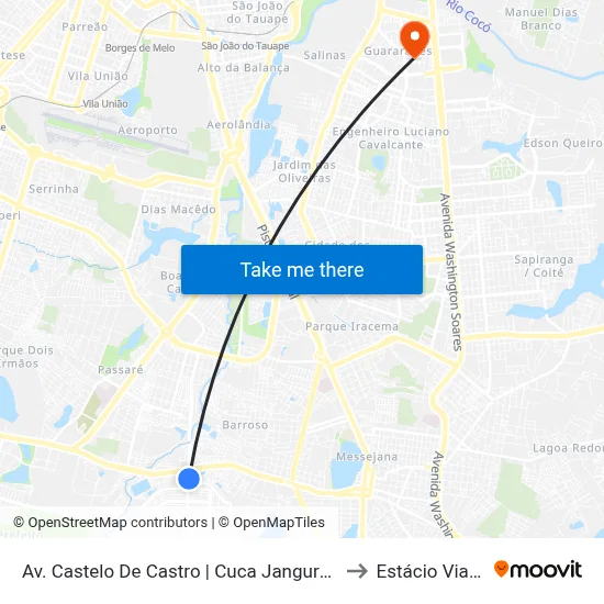 Av. Castelo De Castro | Cuca Jangurussu - Jangurussu to Estácio Via Corpvs map