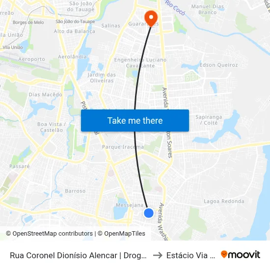 Rua Coronel Dionísio Alencar | Drogasil - Messejana to Estácio Via Corpvs map